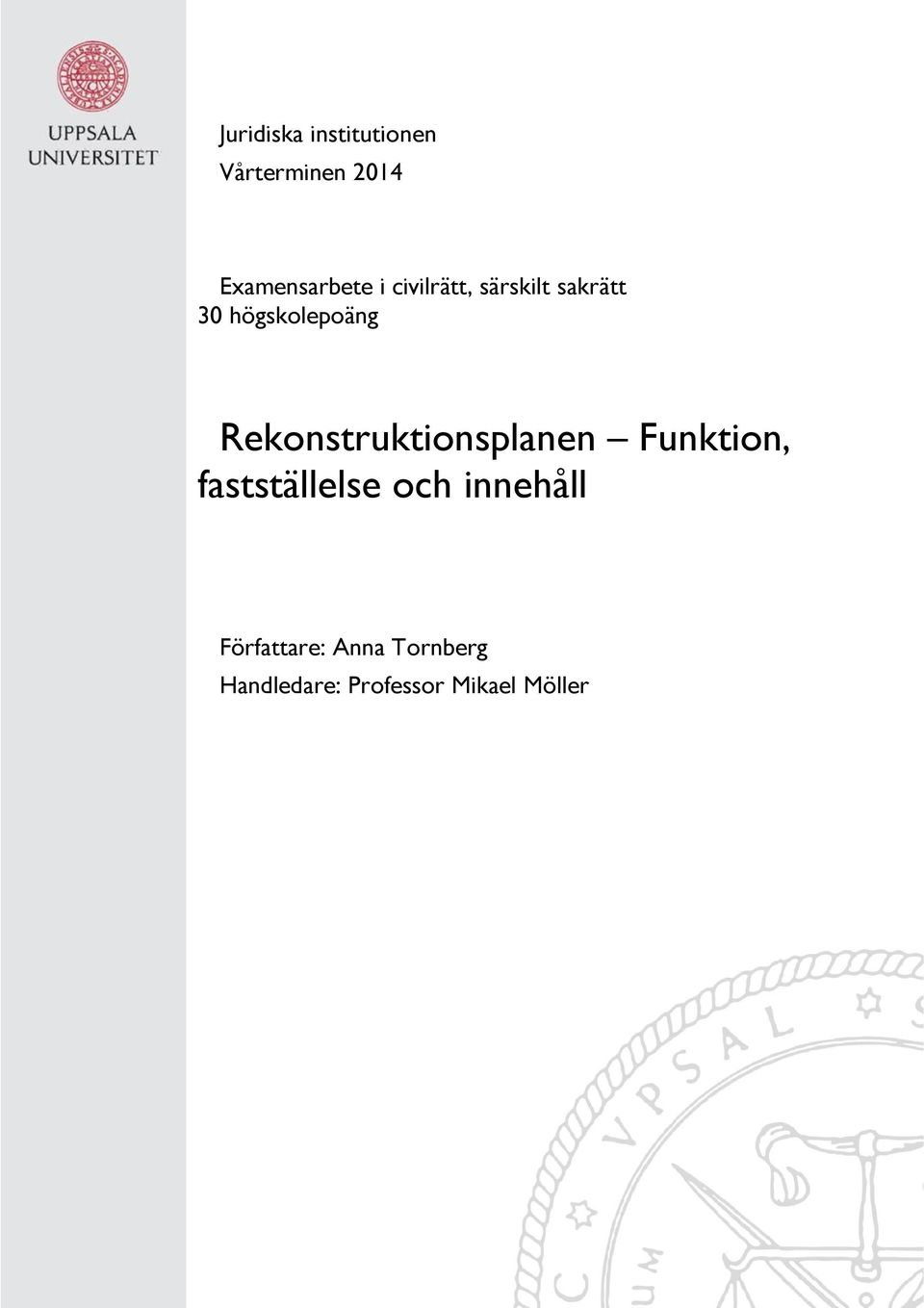 Rekonstruktionsplanen Funktion, fastställelse och