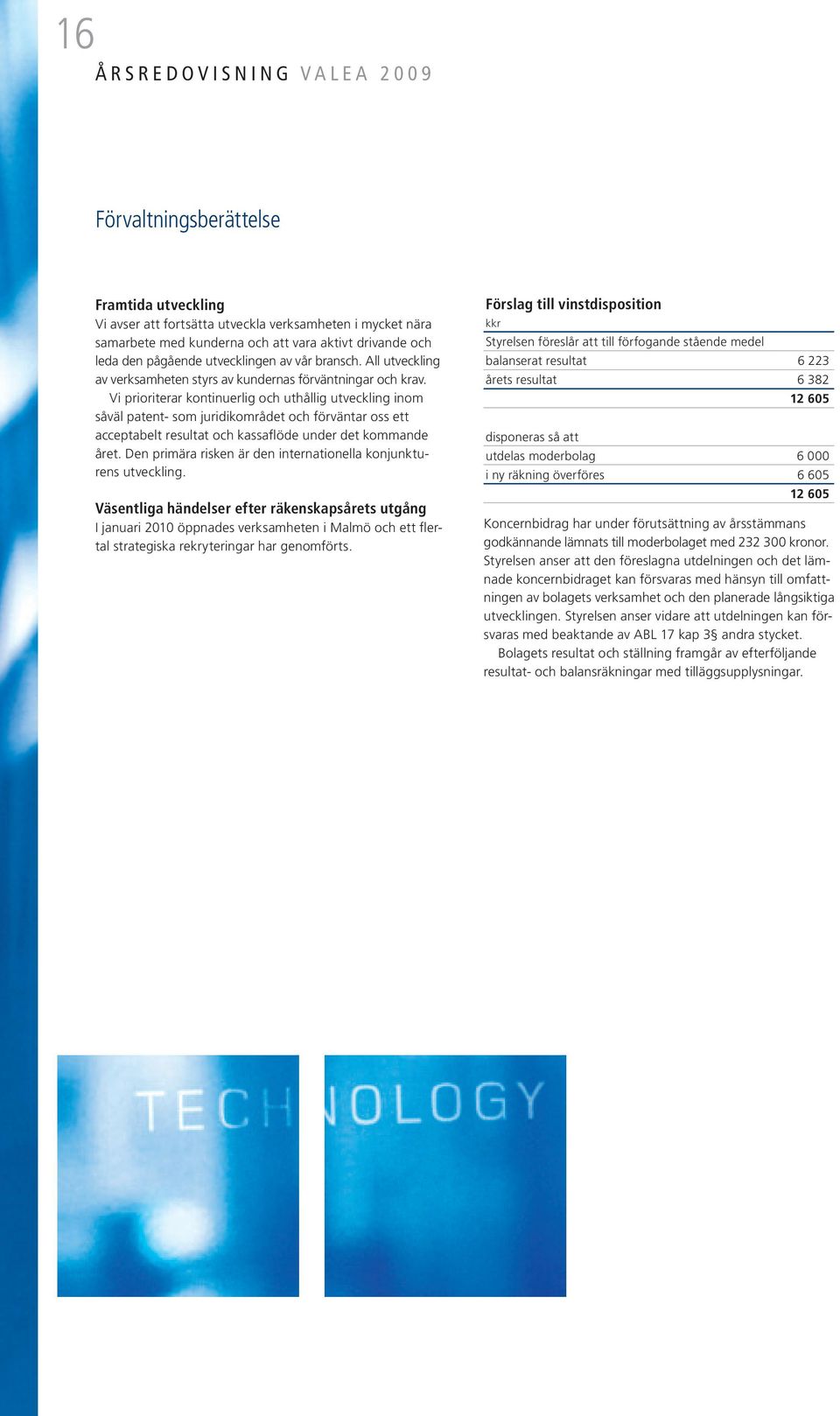 Vi prioriterar kontinuerlig och uthållig utveckling inom såväl patent- som juridikområdet och förväntar oss ett acceptabelt resultat och kassaflöde under det kommande året.