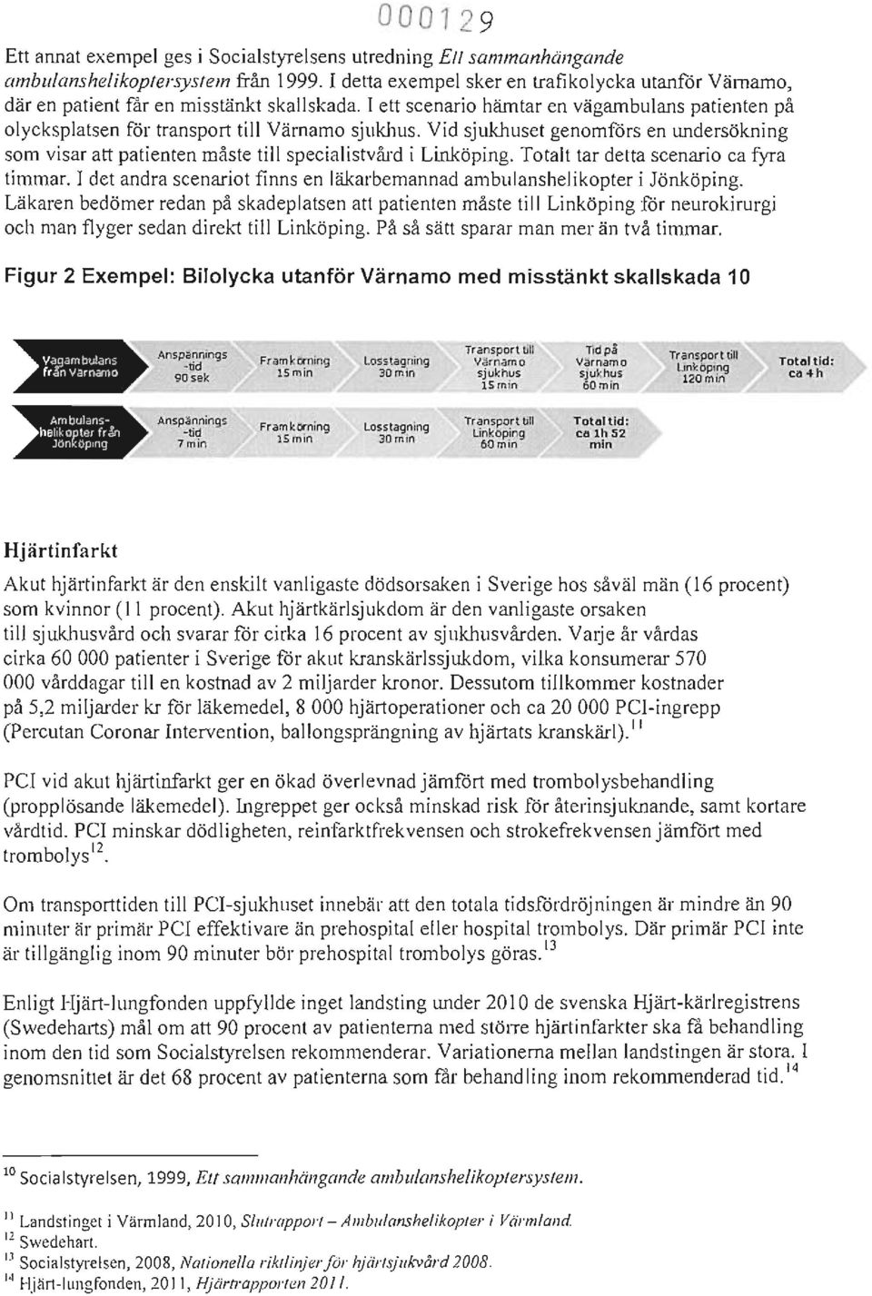 Vid sjukhuset genomförs en undersökning som vi sar att patienten måste till specialistvård i Linköping. Totalt tar detta scenario ca fyra timmar.