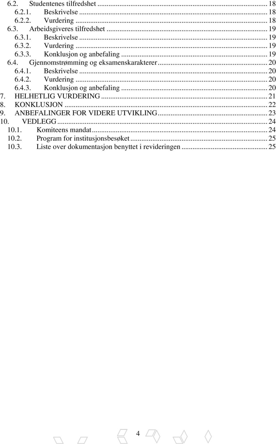 UT TUGjennomstrømming og eksamenskaraktererut... 20 TU6.4.1.UT TUBeskrivelseUT... 20 TU6.4.2.UT TUVurderingUT... 20 TU6.4.3.UT TUKonklusjon og anbefalingut... 20 VURDERINGUT... 21.