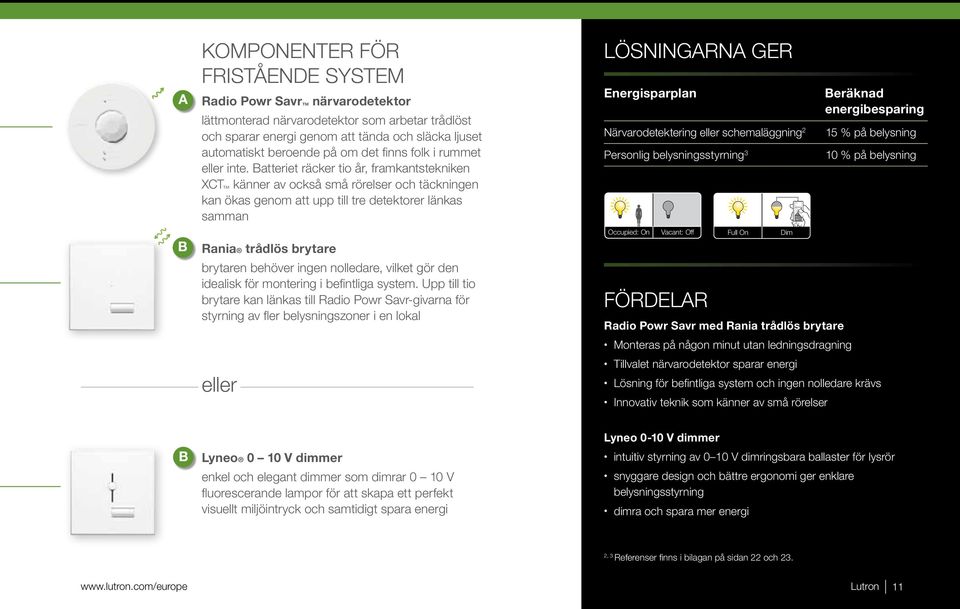 atteriet räcker tio år, framkantstekniken XCT känner av också små rörelser och täckningen kan ökas genom att upp till tre detektorer länkas samman Rania trådlös brytare brytaren behöver ingen