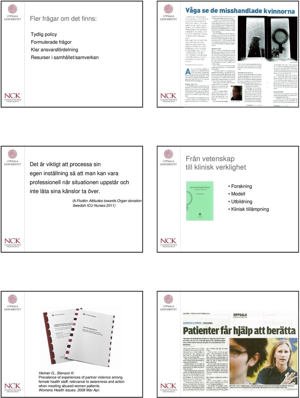 Flodén Attitudes towards Organ donation Swedish ICU Nurses 2011) Heimer G.