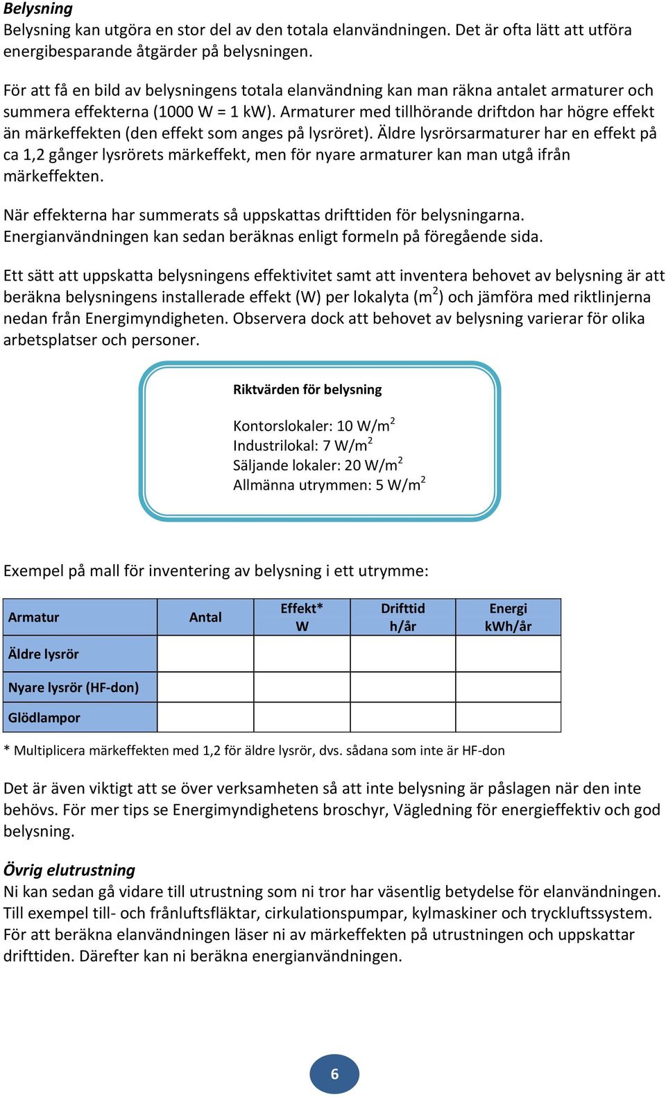 Armaturer med tillhörande driftdon har högre effekt än märkeffekten (den effekt som anges på lysröret).