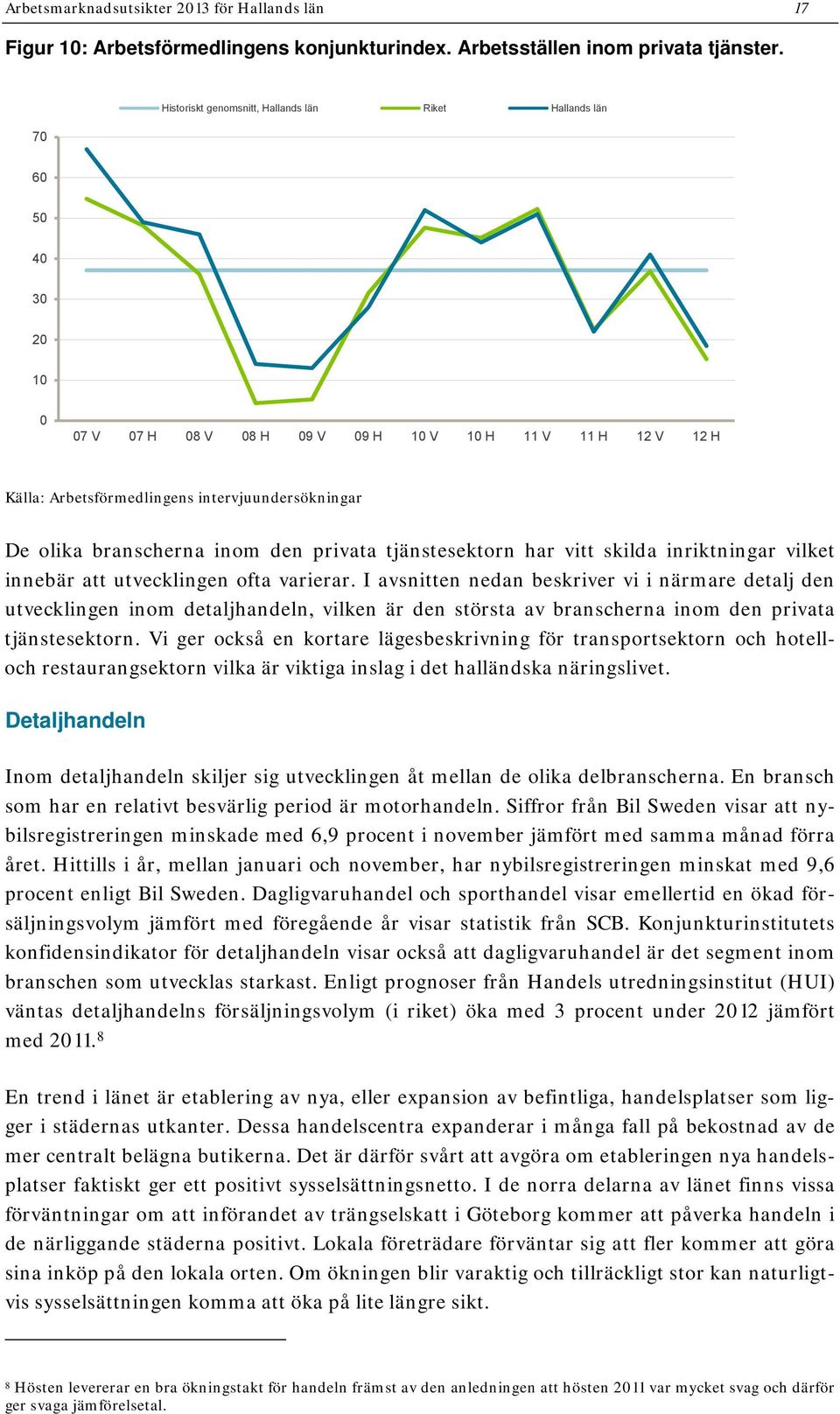 branscherna inom den privata tjänstesektorn har vitt skilda inriktningar vilket innebär att utvecklingen ofta varierar.