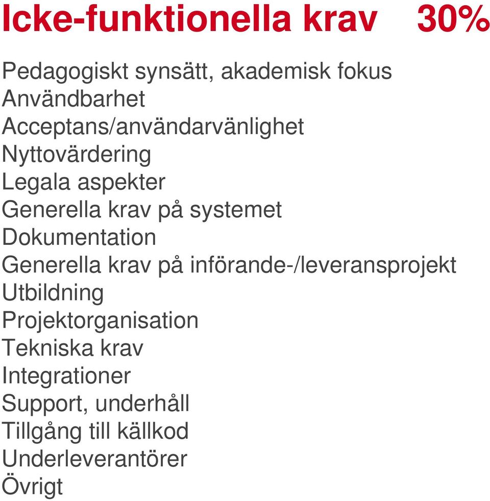 Dokumentation Generella av på införande-/leveransprojekt Utbildning