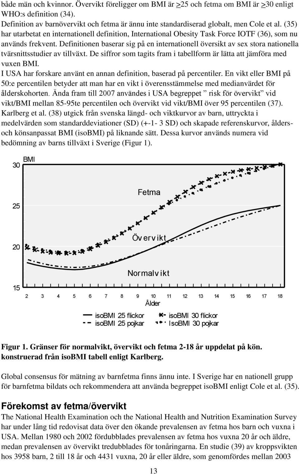 Definitionen baserar sig på en internationell översikt av sex stora nationella tvärsnittsstudier av tillväxt. De siffror som tagits fram i tabellform är lätta att jämföra med vuxen BMI.