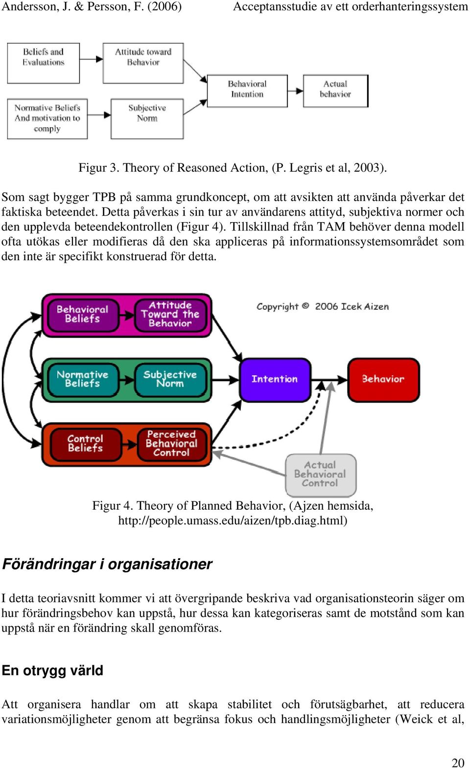 Tillskillnad från TAM behöver denna modell ofta utökas eller modifieras då den ska appliceras på informationssystemsområdet som den inte är specifikt konstruerad för detta. Figur 4.