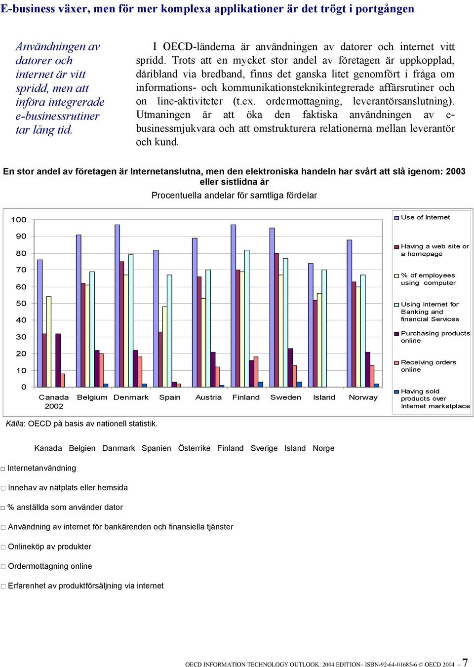 Trots att en mycket stor andel av företagen är uppkopplad, däribland via bredband, finns det ganska litet genomfört i fråga om informations- och kommunikationsteknikintegrerade affärsrutiner och on