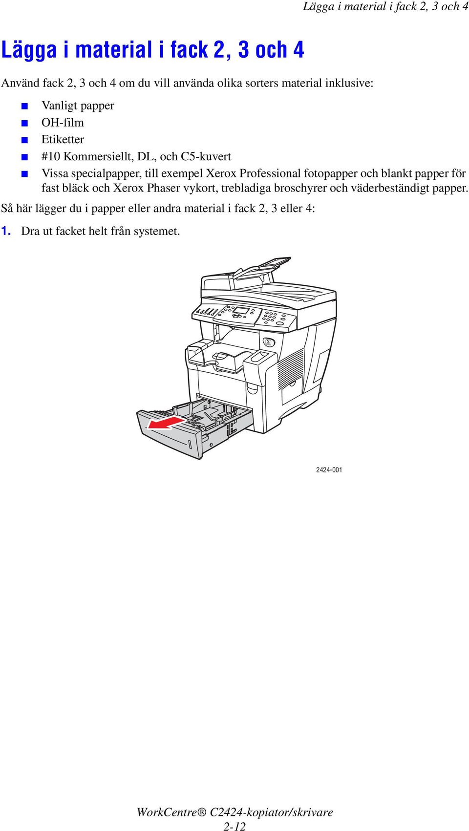 exempel Xerox Professional fotopapper och blankt papper för fast bläck och Xerox Phaser vykort, trebladiga broschyrer och