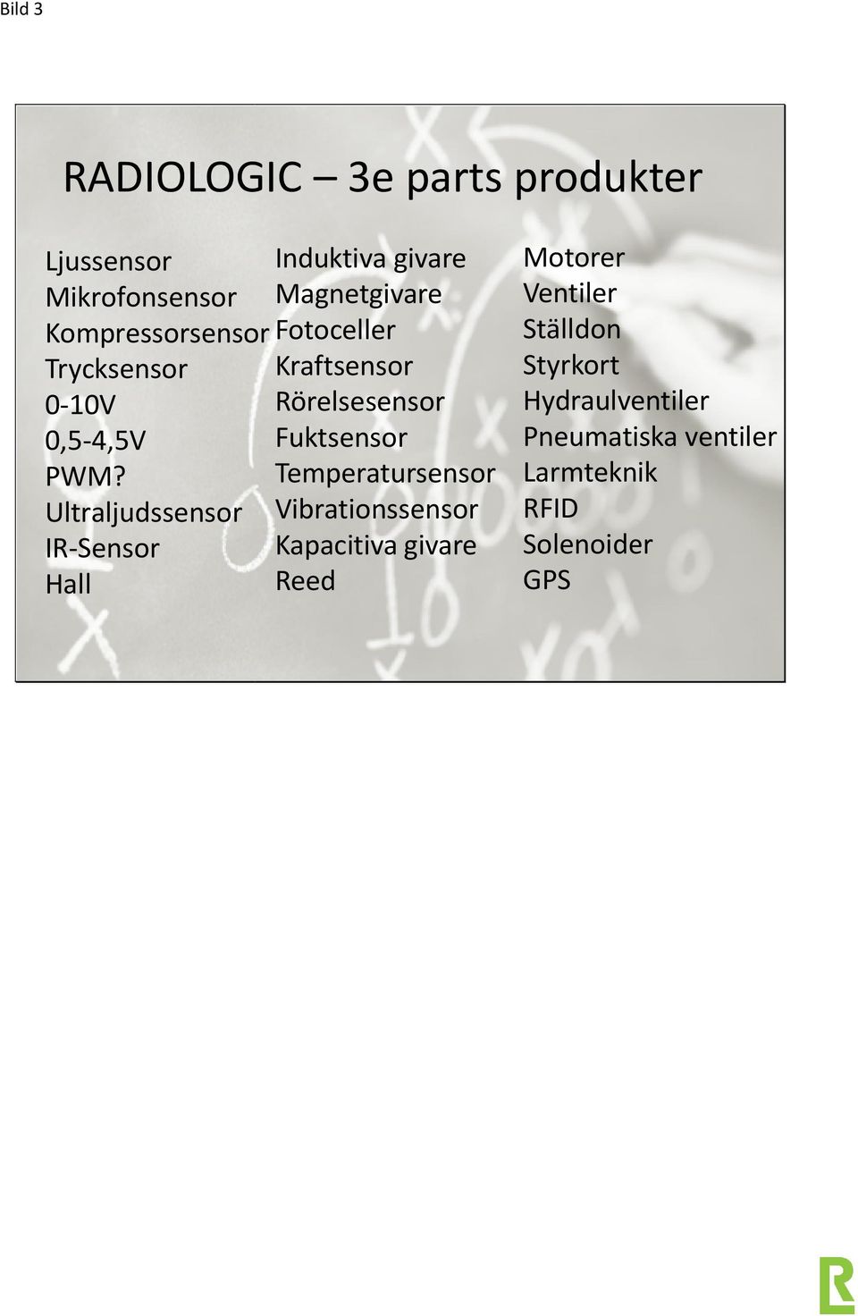 Temperatursensor Ultraljudssensor Vibrationssensor IR-Sensor Kapacitiva givare Hall Reed