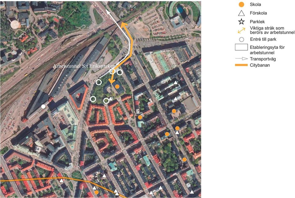 berörs av arbetstunnel Entré till park