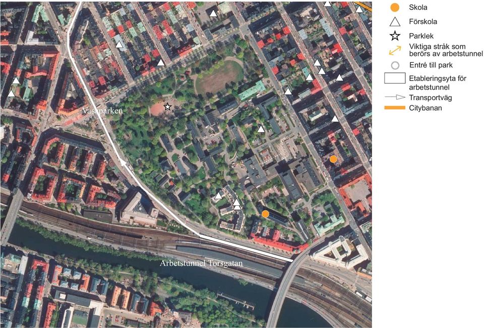 Entré till park Etableringsyta för