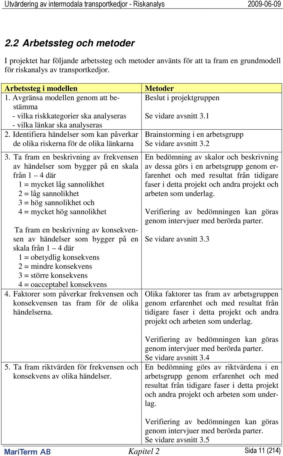 Ta fram en beskrivning av frekvensen av händelser som bygger på en skala från 1 4 där 1 = mycket låg sannolikhet 2 = låg sannolikhet 3 = hög sannolikhet och 4 = mycket hög sannolikhet Ta fram en
