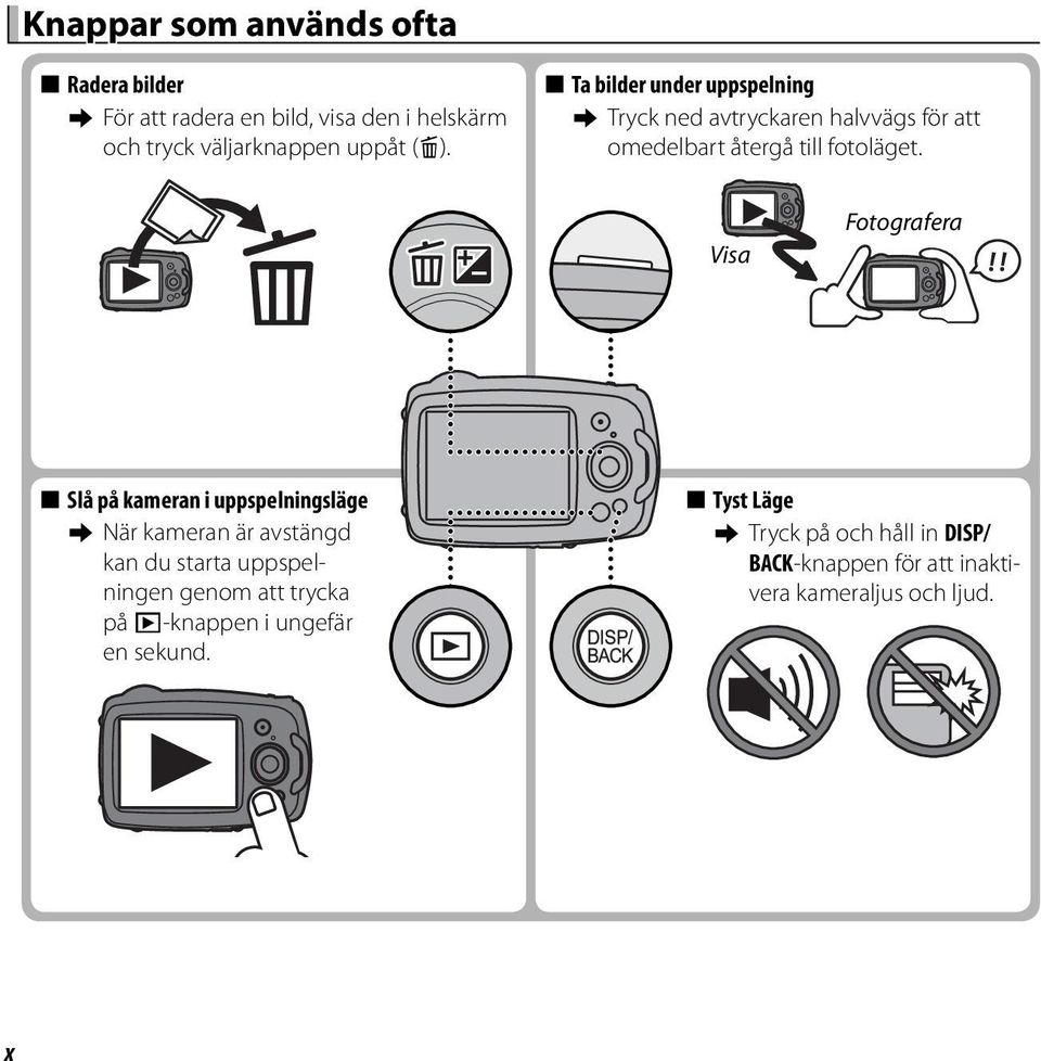 Visa Fotografera Slå på kameran i uppspelningsläge Slå på kameran i uppspelningsläge y När kameran är avstängd kan du starta