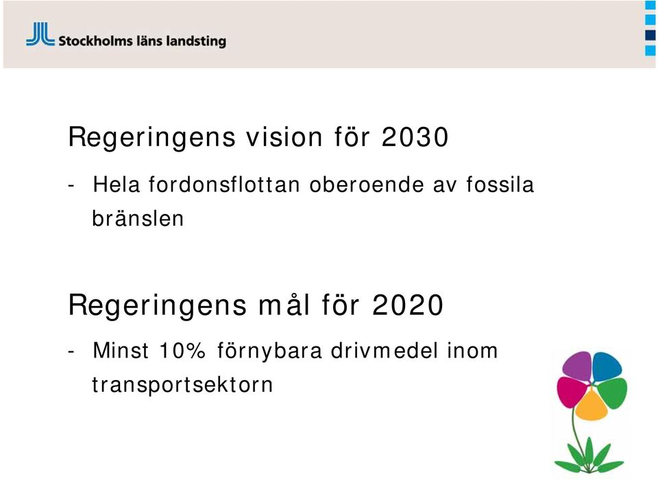 bränslen Regeringens mål för 2020 -