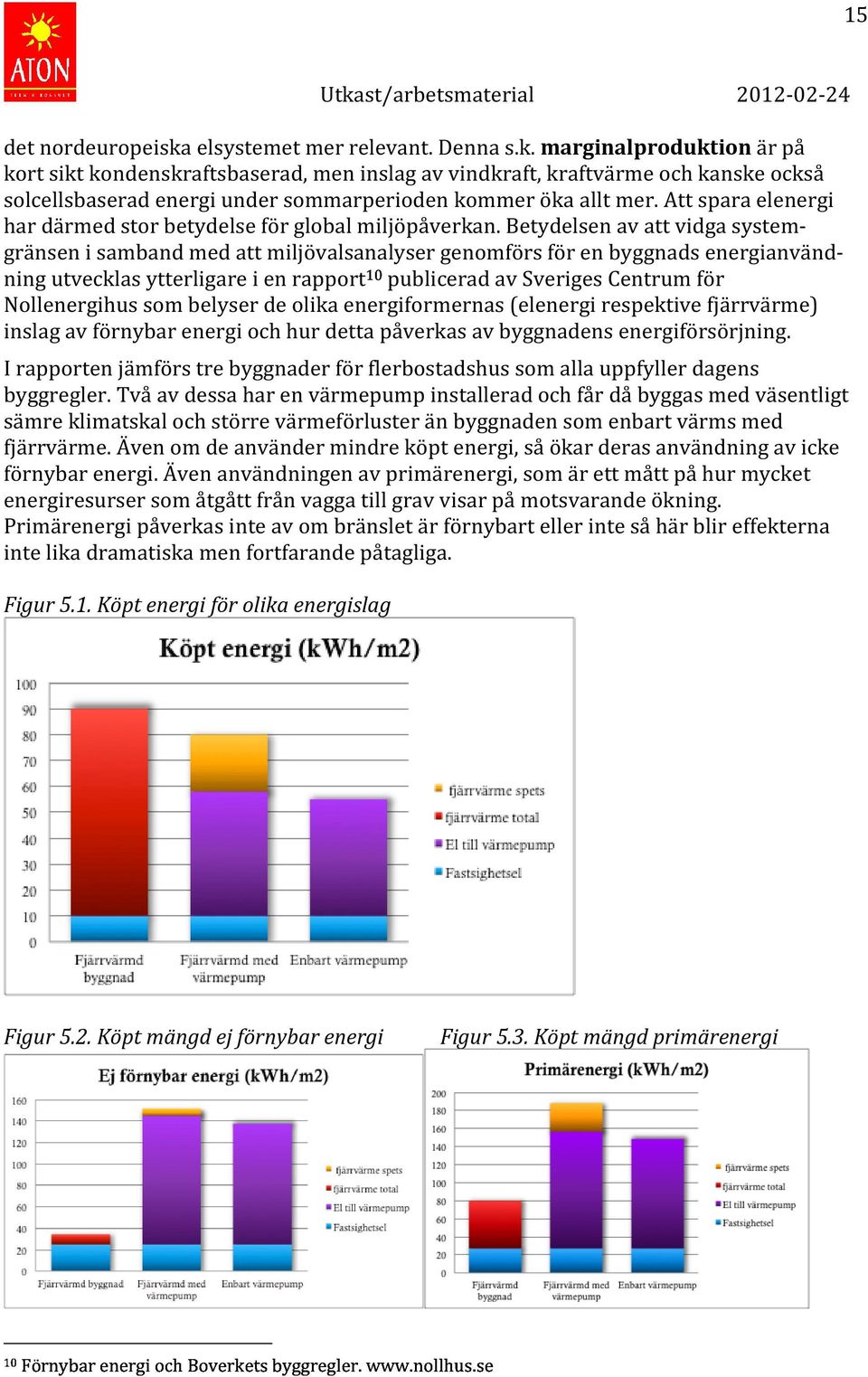 Betydelsen av att vidga systemgränsen i samband med att miljövalsanalyser genomförs för en byggnads energianvändning utvecklas ytterligare i en rapport10 publicerad av Sveriges Centrum för