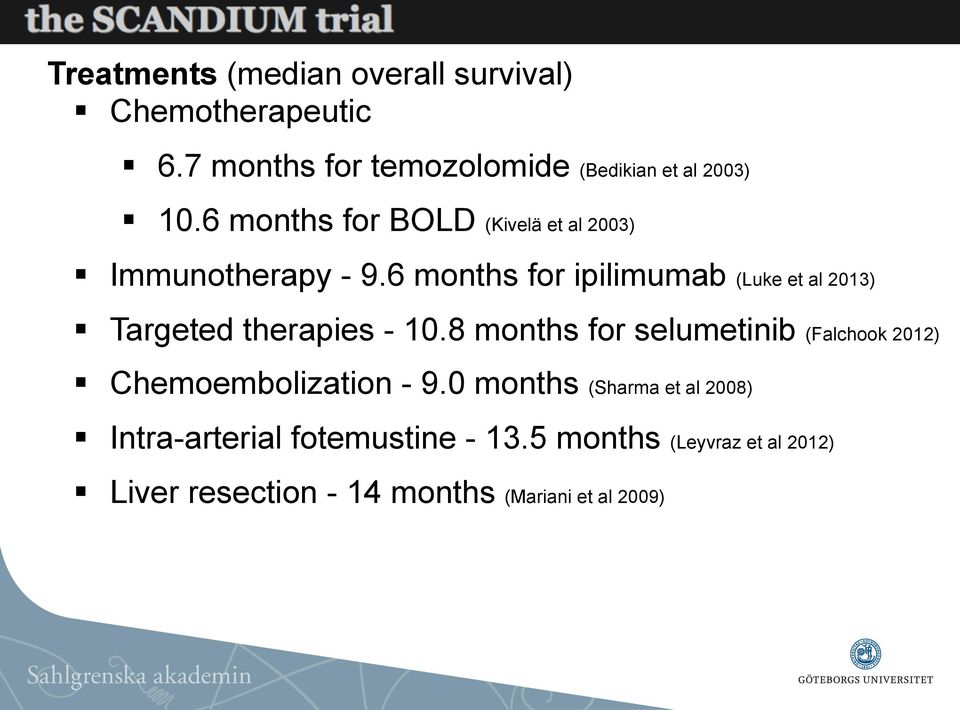 6 months for ipilimumab (Luke et al 2013) Targeted therapies - 10.