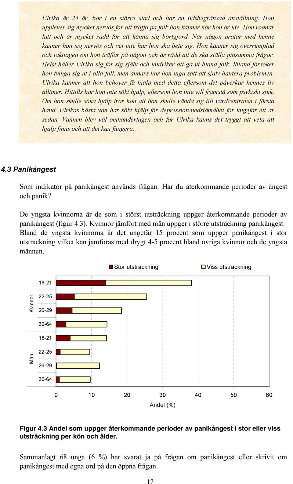 Hon känner sig överrumplad och iakttagen om hon träffar på någon och är rädd att de ska ställa pinsamma frågor. Helst håller Ulrika sig för sig själv och undviker att gå ut bland folk.