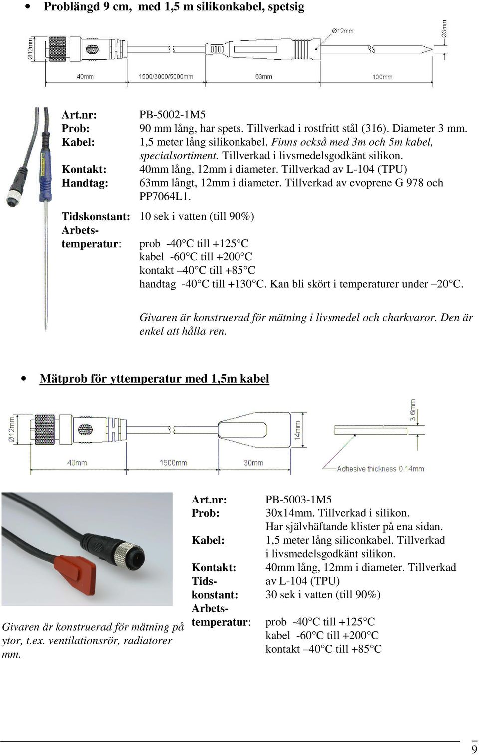 Tillverkad av L-104 (TPU) 63mm långt, 12mm i diameter. Tillverkad av evoprene G 978 och PP7064L1.