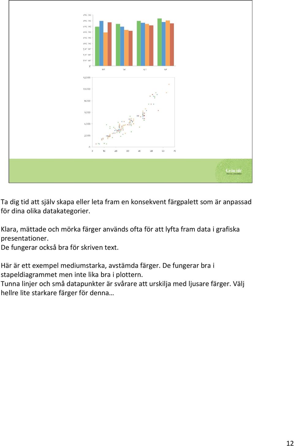 De fungerar också bra för skriven text. Här är ett exempel mediumstarka, avstämda färger.