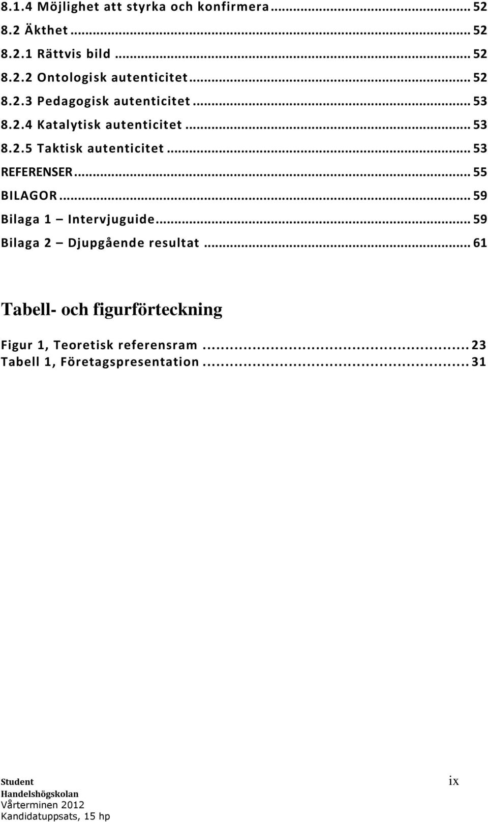 .. 53 REFERENSER... 55 BILAGOR... 59 Bilaga 1 Intervjuguide... 59 Bilaga 2 Djupgående resultat.