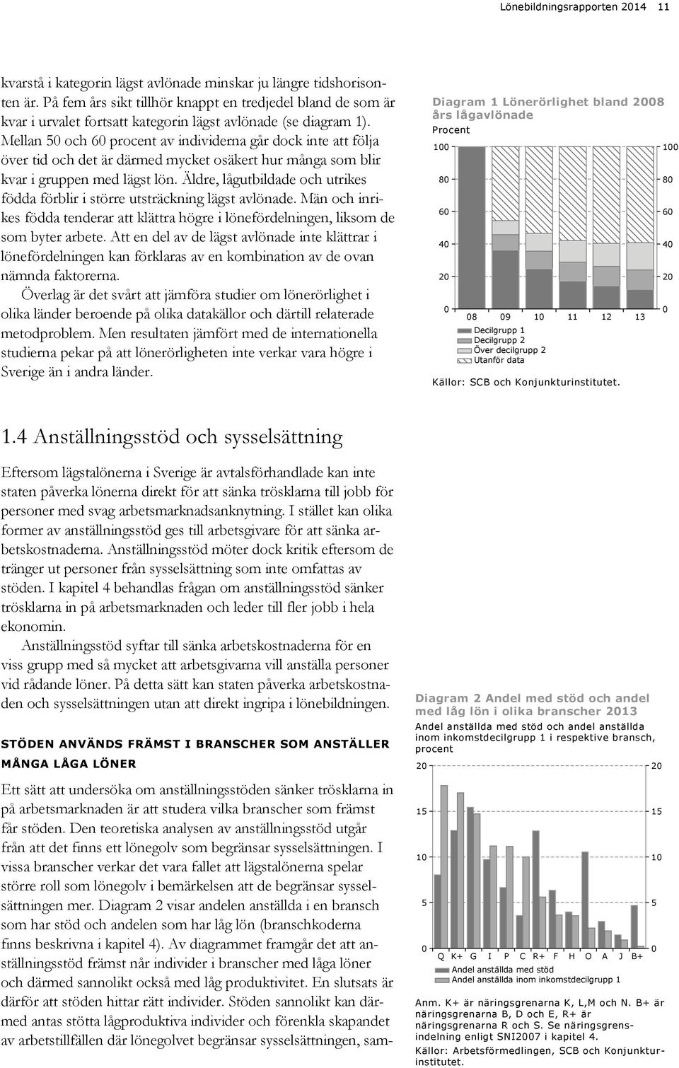 Mellan 5 och 6 procent av individerna går dock inte att följa över tid och det är därmed mycket osäkert hur många som blir kvar i gruppen med lägst lön.