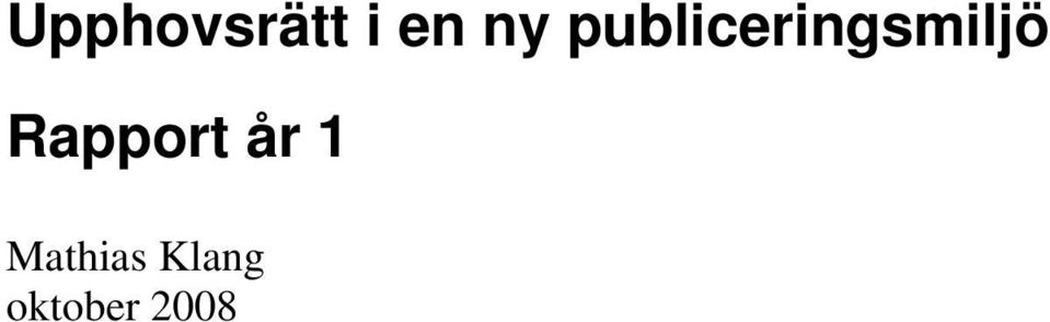 Rapport år 1