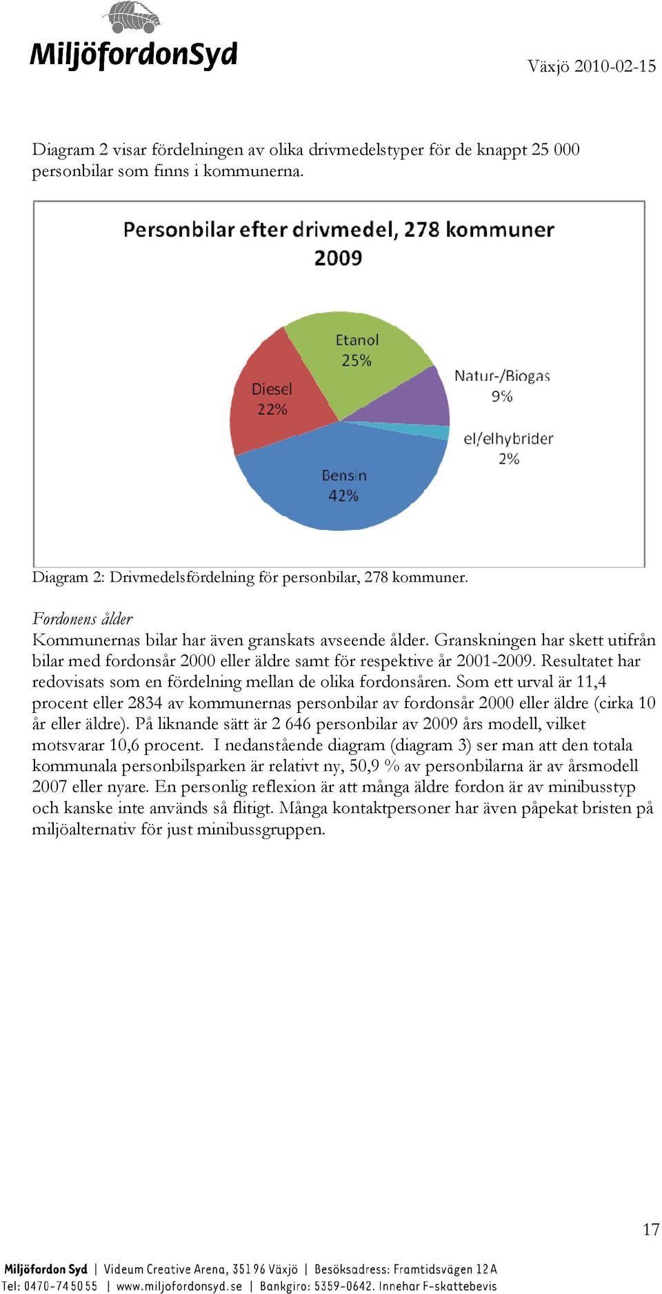 Resultatet har redovisats som en fördelning mellan de olika fordonsåren. Som ett urval är 11,4 procent eller 2834 av kommunernas personbilar av fordonsår 2000 eller äldre (cirka 10 år eller äldre).