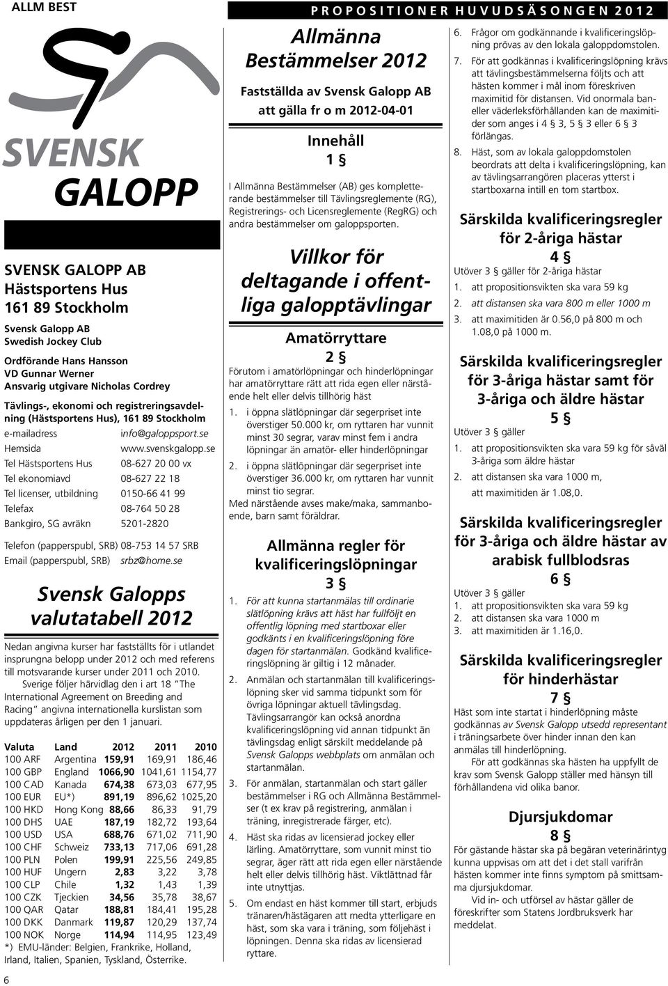 se Tel Hästsportens Hus 08-627 20 00 vx Tel ekonomiavd 08-627 22 18 Tel licenser, utbildning 0150-66 41 99 Telefax 08-764 50 28 Bankgiro, SG avräkn 5201-2820 Telefon (papperspubl, SRB) 08-753 14 57