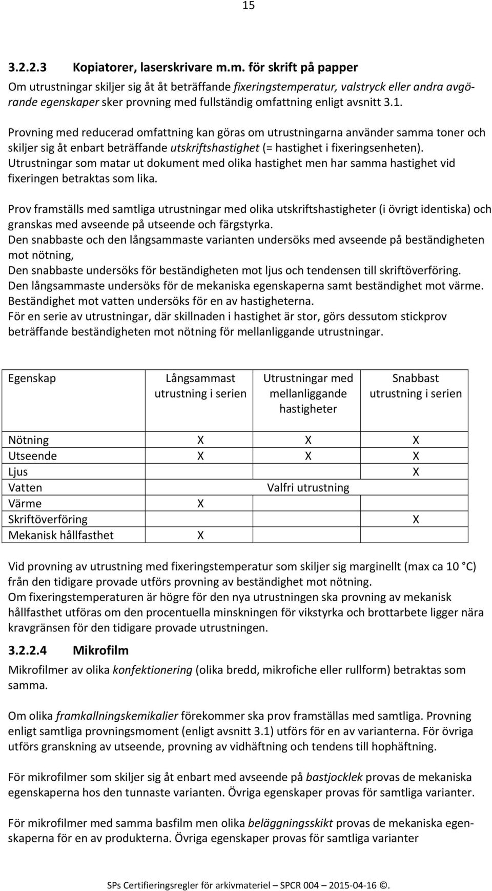 Provning med reducerad omfattning kan göras om utrustningarna använder samma toner och skiljer sig åt enbart beträffande utskriftshastighet (= hastighet i fixeringsenheten).