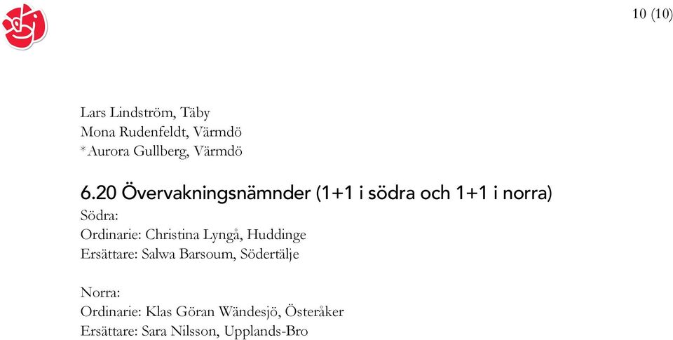 20 Övervakningsnämnder (1+1 i södra och 1+1 i norra) Södra: