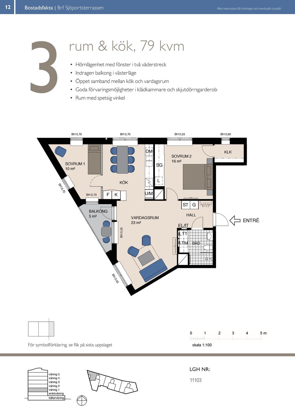 plats för två Balkong Öppet mot samband gård mellan kök och vardagsrum oda förvaringsmöjligheter i klädkammare och skjutdörrsgarderob Rum med spetsig vinkel BH,9 BH,9 BAKON 8 m² m² m BAKON BAKON ² ²