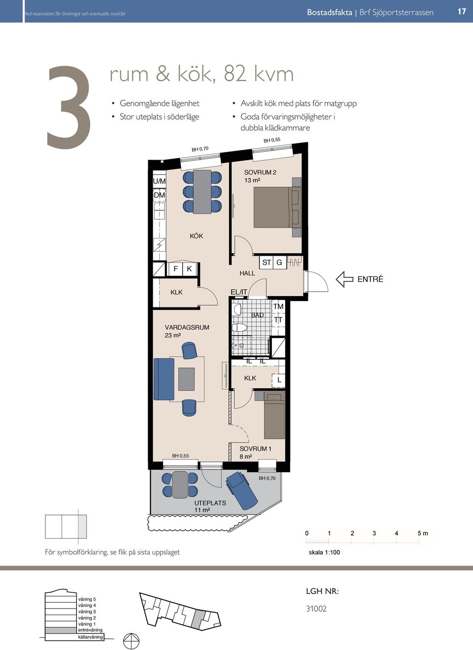 Kompakt uteplats lägenhet i söderläge med öppna rumssamband oda förvaringsmöjligheter i Sovrum med plats för två dubbla klädkammare Balkong mot gård m² m² BAKON 8 m m² K/F F F K KK KK K m² m HA HA TM