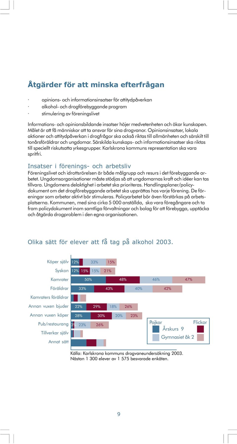 Opinionsinsatser, lokala aktioner och attitydpåverkan i drogfrågor ska också riktas till allmänheten och särskilt till tonårsföräldrar och ungdomar.