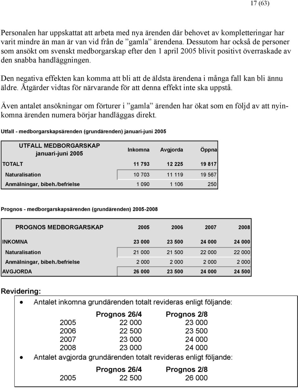 Den negativa effekten kan komma att bli att de äldsta ärendena i många fall kan bli ännu äldre. Åtgärder vidtas för närvarande för att denna effekt inte ska uppstå.