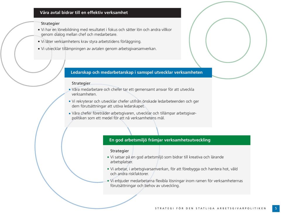 Ledarskap och medarbetarskap i samspel utvecklar verksamheten Strategier Våra medarbetare och chefer tar ett gemensamt ansvar för att utveckla verksamheten.