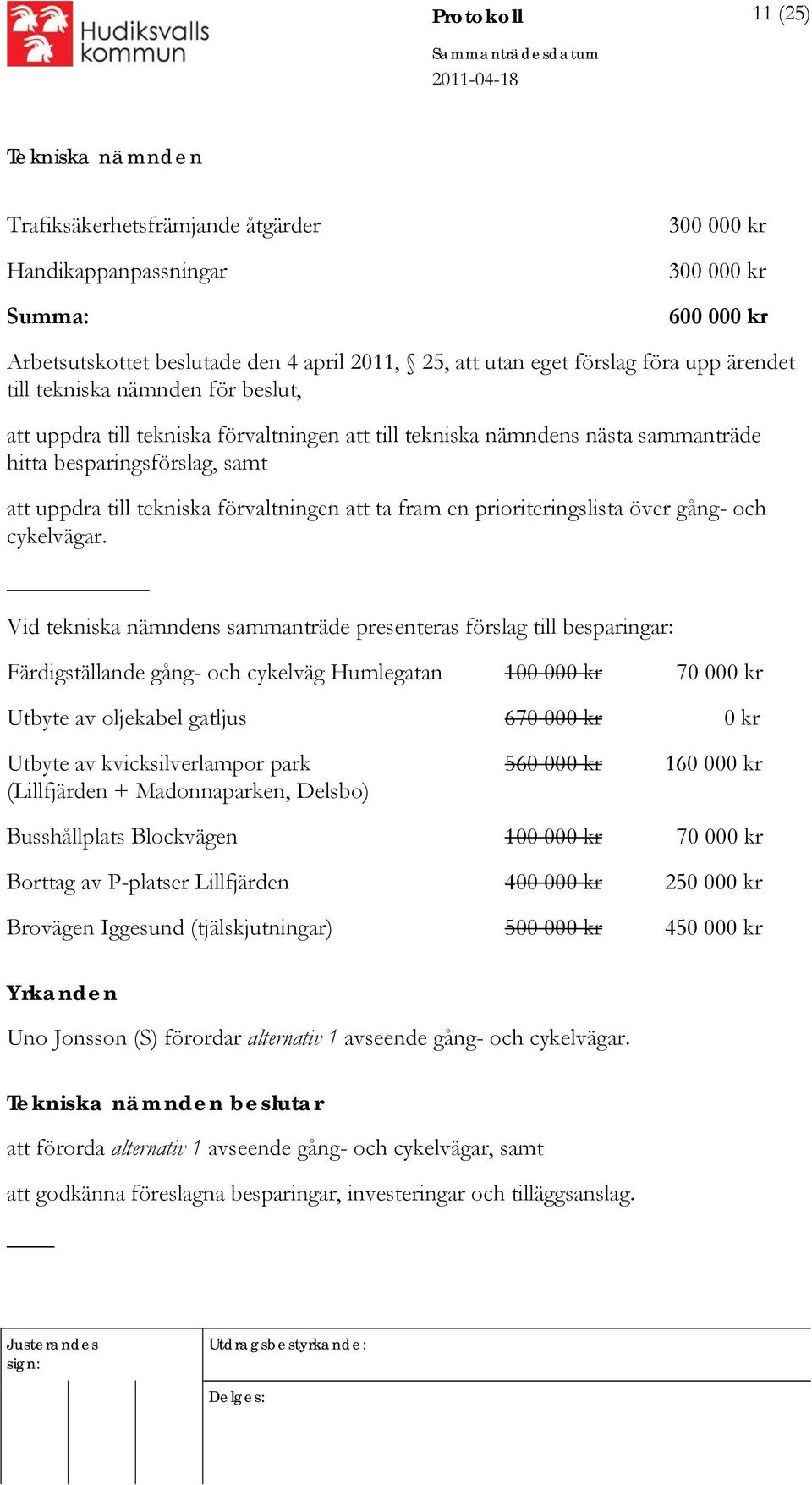 ta fram en prioriteringslista över gång- och cykelvägar.