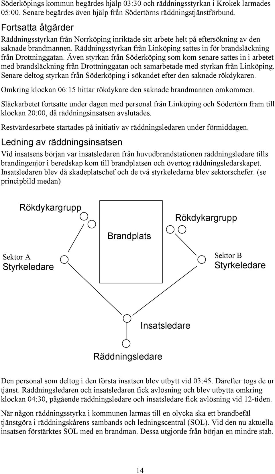 Räddningsstyrkan från Linköping sattes in för brandsläckning från Drottninggatan.