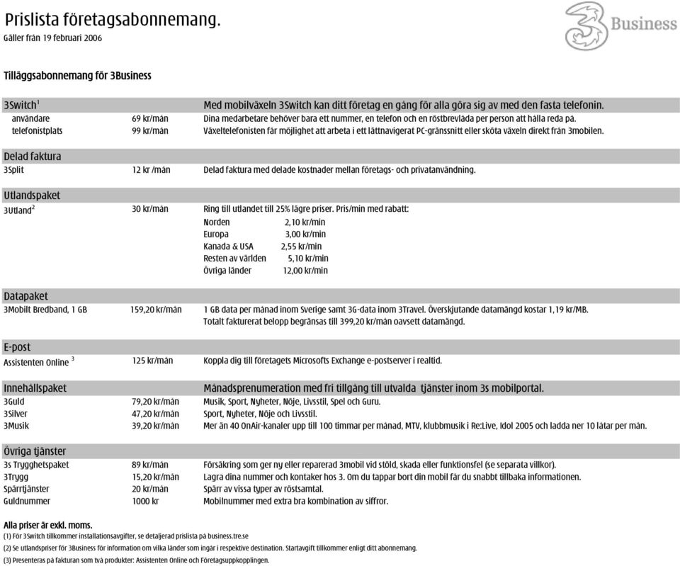 telefonistplats 99 kr/mån Växeltelefonisten får möjlighet att arbeta i ett lättnavigerat PC-gränssnitt eller sköta växeln direkt från 3mobilen.