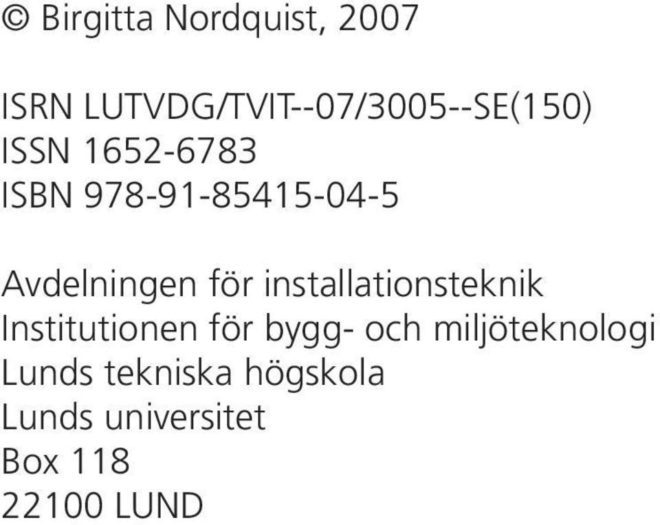 installationsteknik Institutionen för bygg- och