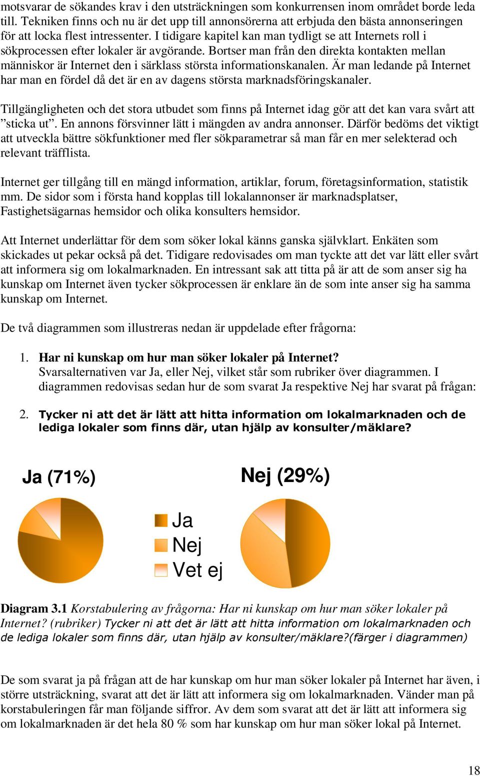 I tidigare kapitel kan man tydligt se att Internets roll i sökprocessen efter lokaler är avgörande.