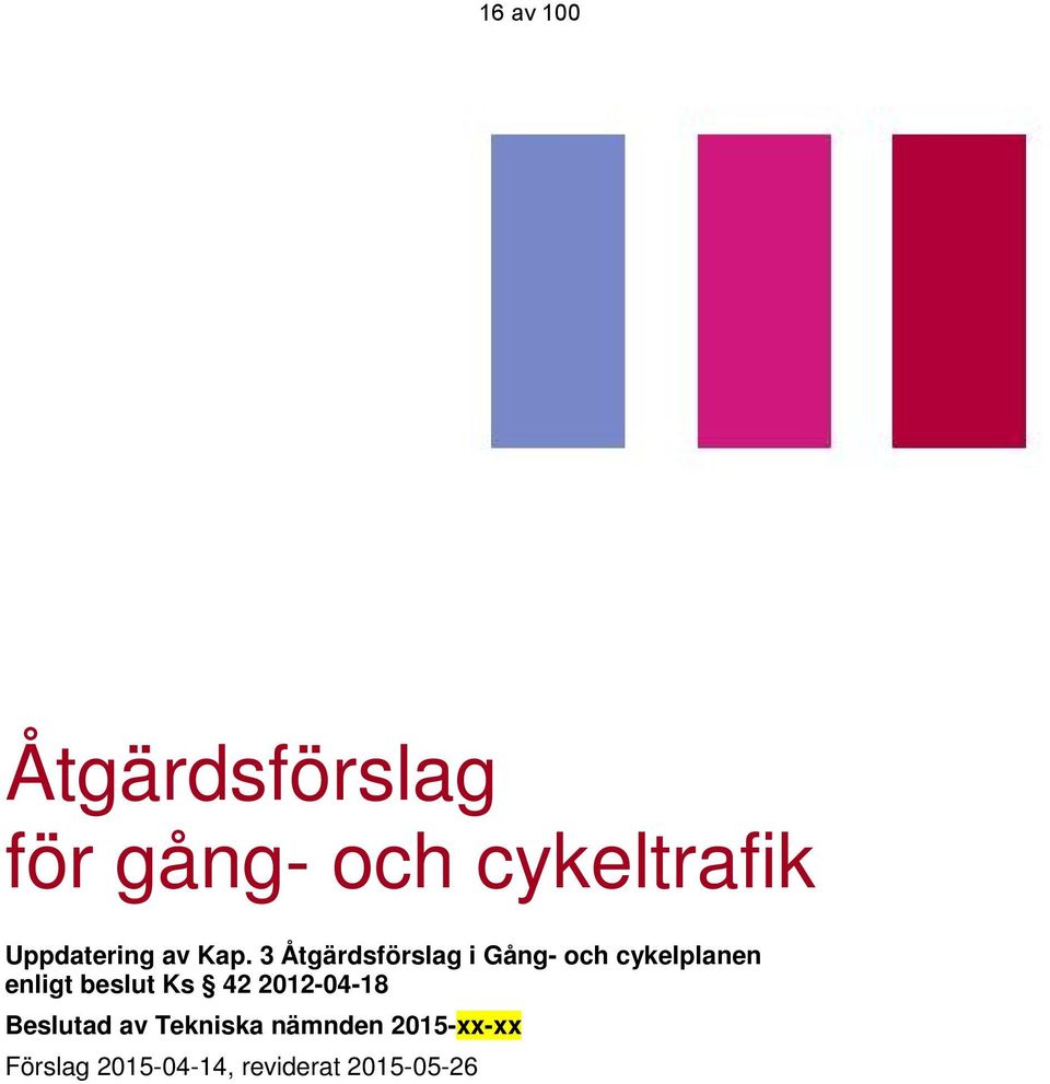 3 Åtgärdsförslag i Gång- och cykelplanen enligt beslut