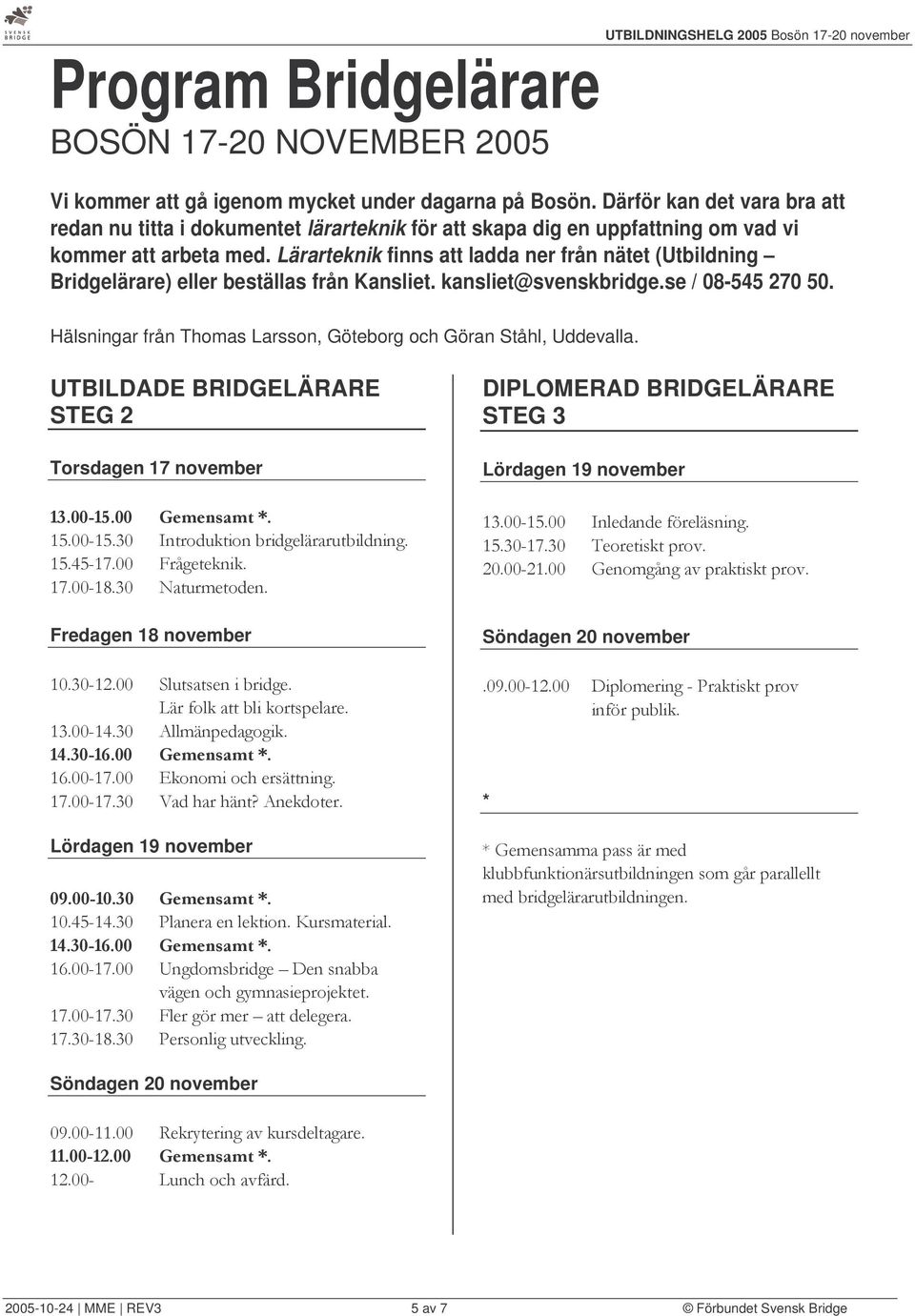 Lärarteknik finns att ladda ner från nätet (Utbildning Bridgelärare) eller beställas från Kansliet. kansliet@svenskbridge.se 8-545 27 5.