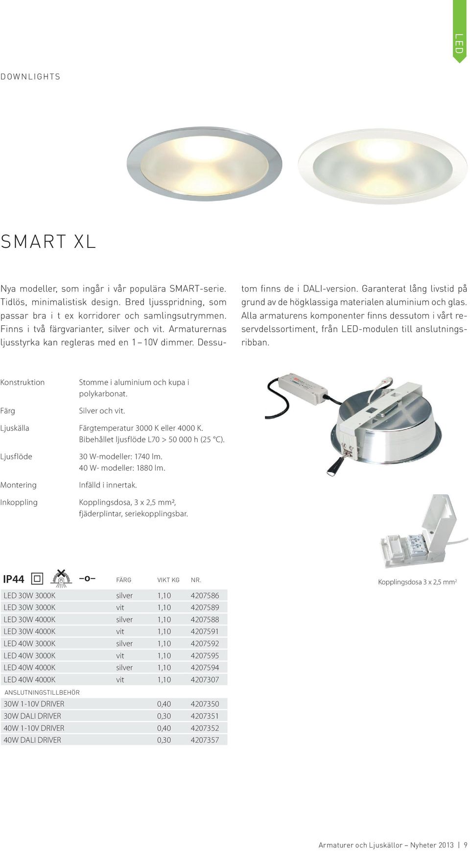 Garanterat lång livstid på grund av de högklassiga materialen aluminium och glas. Alla armaturens komponenter finns dessutom i vårt reservdelssortiment, från LED-modulen till anslutningsribban.