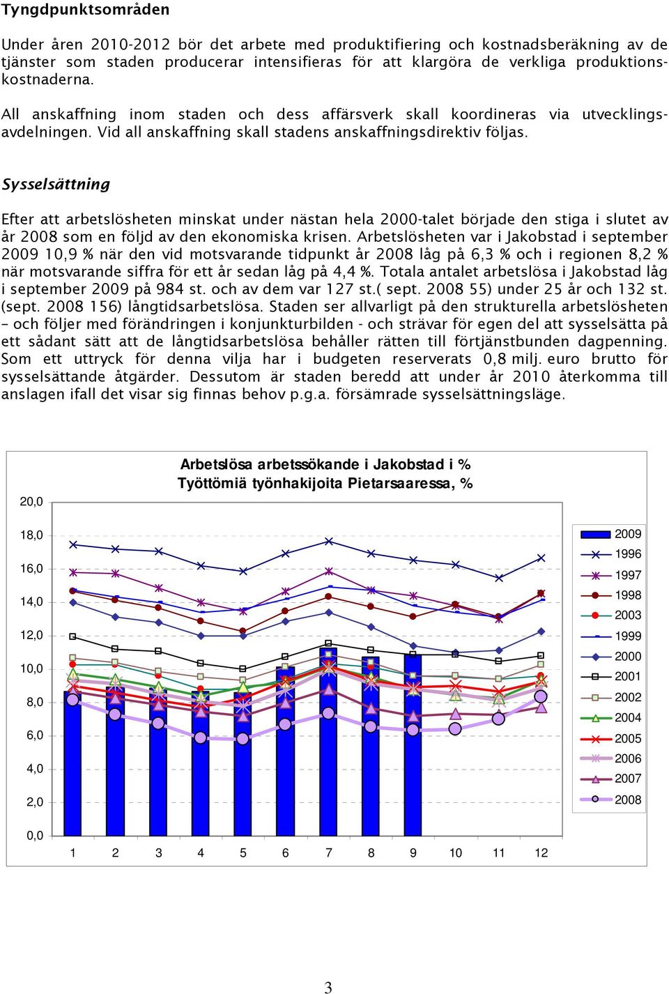 Sysselsättning Efter att arbetslösheten minskat under nästan hela 2000-talet började den stiga i slutet av år 2008 som en följd av den ekonomiska krisen.