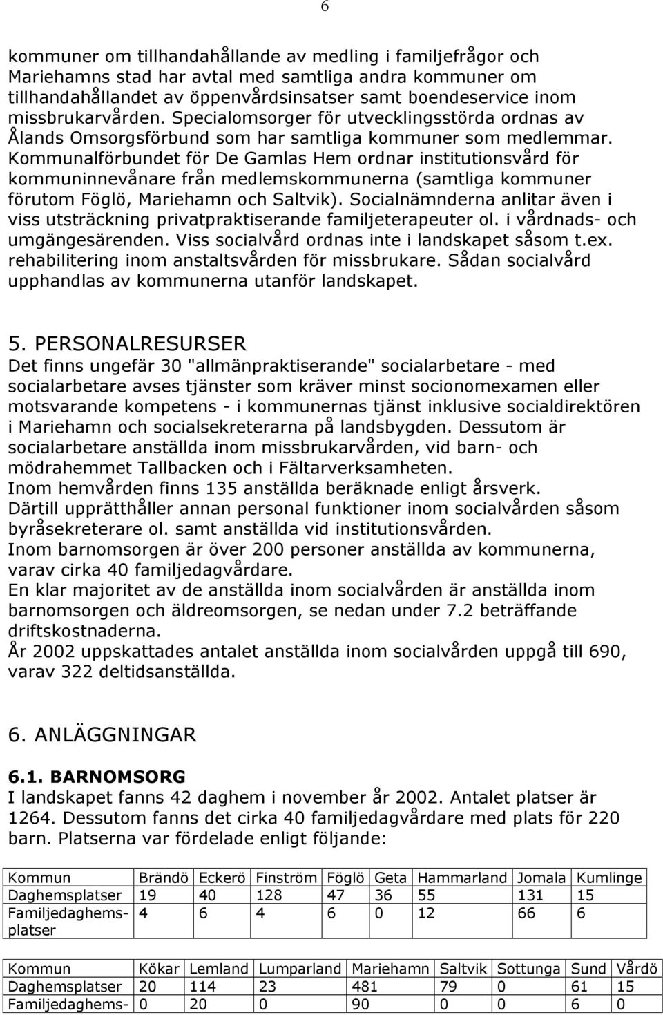 Kommunalförbundet för De Gamlas Hem ordnar institutionsvård för kommuninnevånare från medlemskommunerna (samtliga kommuner förutom Föglö, Mariehamn och Saltvik).