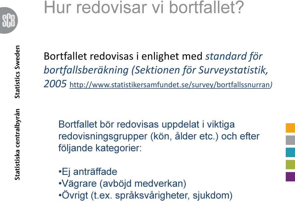 Surveystatistik, 2005 http://www.statistikersamfundet.