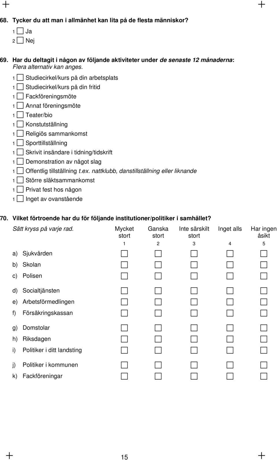 Skrivit insändare i tidning/tidskrift 1 Demonstration av något slag 1 Offentlig tillställning t.ex.