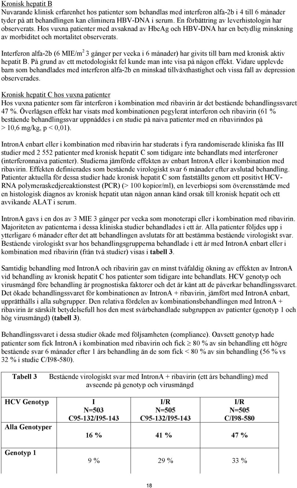 Interferon alfa-2b (6 MIE/m 2 3 gånger per vecka i 6 månader) har givits till barn med kronisk aktiv hepatit B. På grund av ett metodologiskt fel kunde man inte visa på någon effekt.