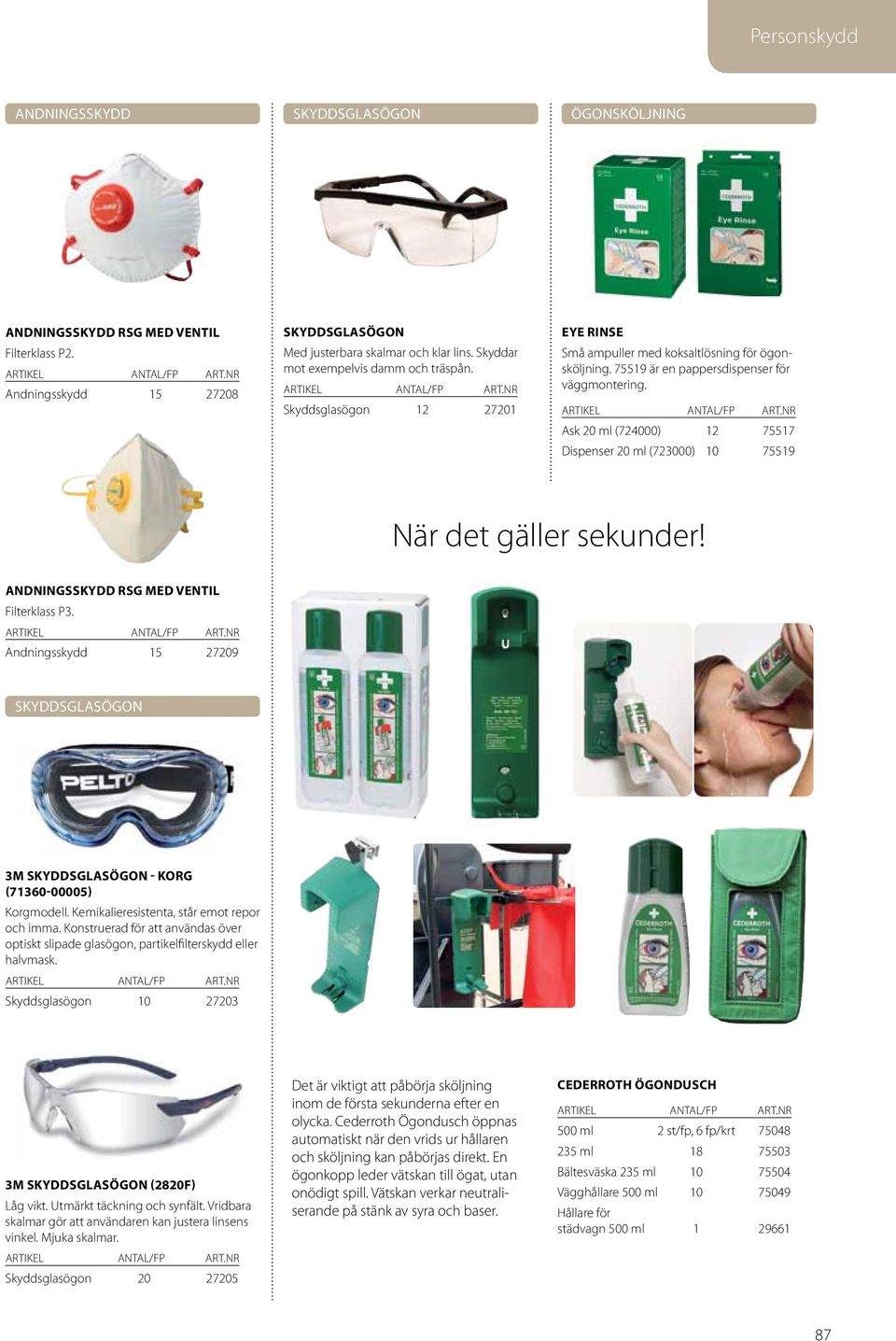 Ask 20 ml (724000) 12 75517 Dispenser 20 ml (723000) 10 75519 När det gäller sekunder! andningsskydd RSG med ventil Filterklass P3.